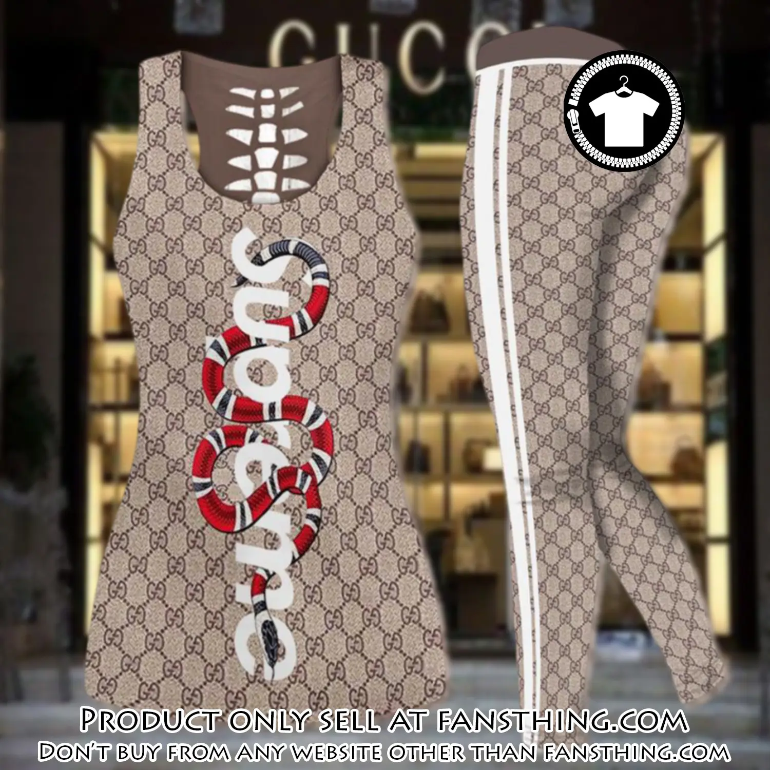 Gucci supreme snake tank top leggings set luxury brand for women yoga gym fst5907545